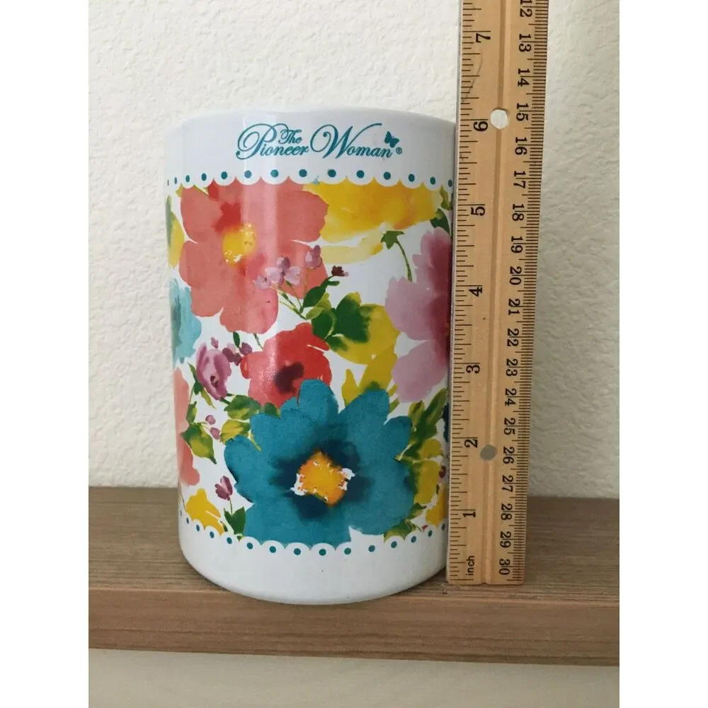 The Pioneer Woman Melody Floral Stoneware Utensil Crock Holder Farmhouse 6